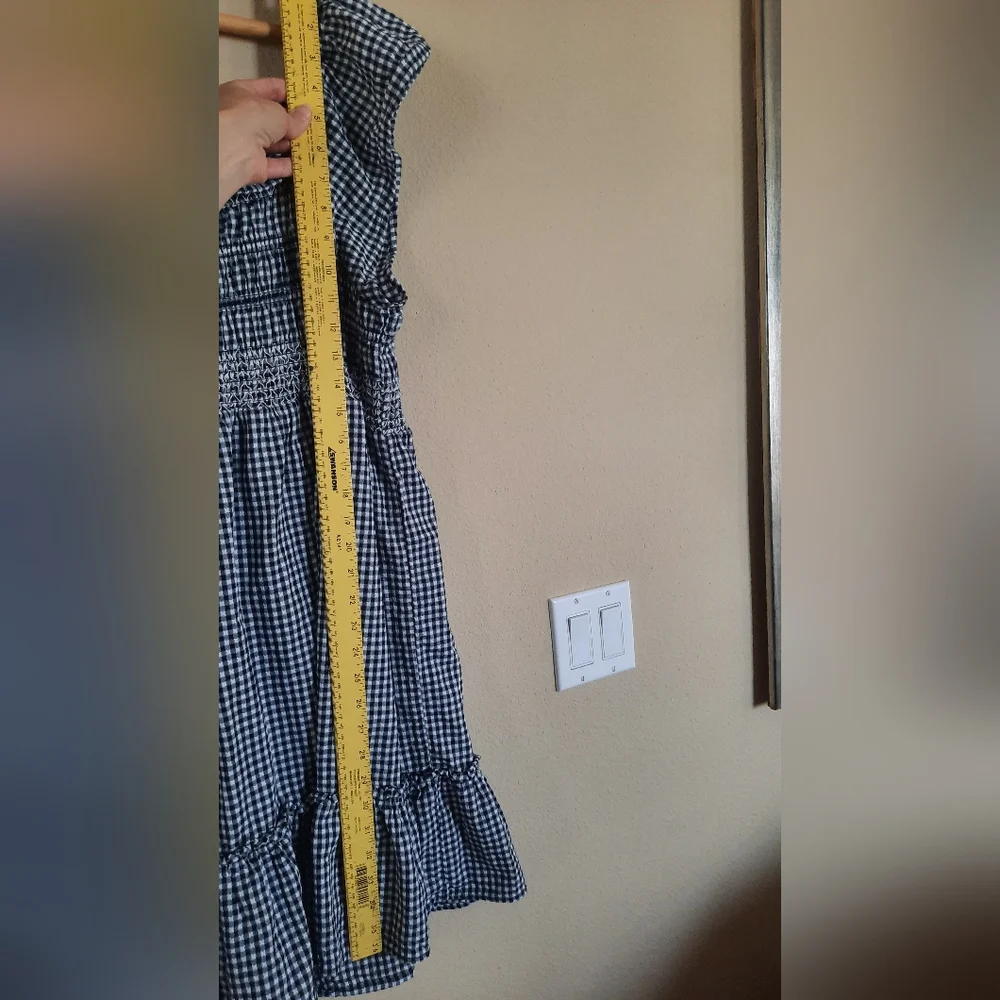 Gingham Ruched Smocked Dress Tiered Sundress - Picture 3 of 7